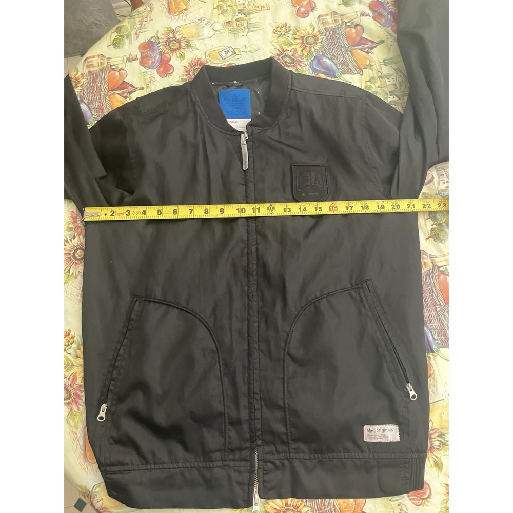 Adidas Originals Adicolor Trefoil Satin Bomber Jacket Mens M Black X41747 - Picture 14 of 15
